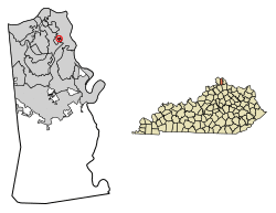 Location of Kenton Vale in Kenton County, Kentucky.