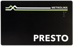 PRESTO card. Note the Braille letter P.