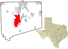 Location in Johnson County and the state of Texas