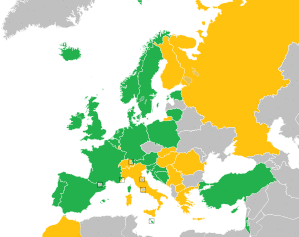 A coloured map of the countries of Europe
