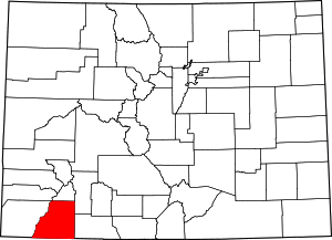 Map of Colorado highlighting La Plata County