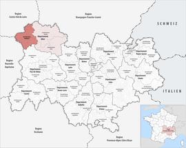 Location within the region Auvergne-Rhône-Alpes