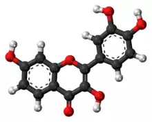 Ball-and-stick model of the fisetin molecule