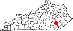 Map of Kentucky highlighting Clay County
