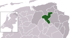Highlighted position of Groningen in a municipal map of Groningen