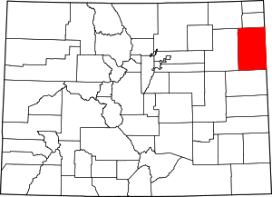 Map of Colorado highlighting Yuma County