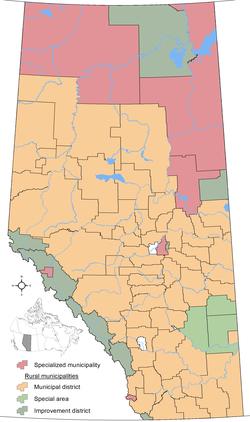 Locations of Alberta's specialized and rural municipalities
