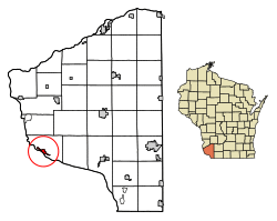 Location of Cassville in Grant County, Wisconsin.