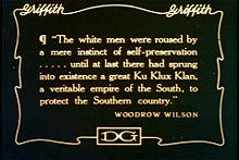 "The white men were roused by a mere instinct of self-preservation ... until at last there had sprung into existence a great Ku Klux Klan, a veritable empire of the South, to protect the Southern country."