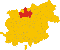 Location of Morcone within the province of Benevento.