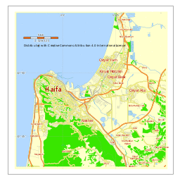 City map plan of Haifa, Israel.