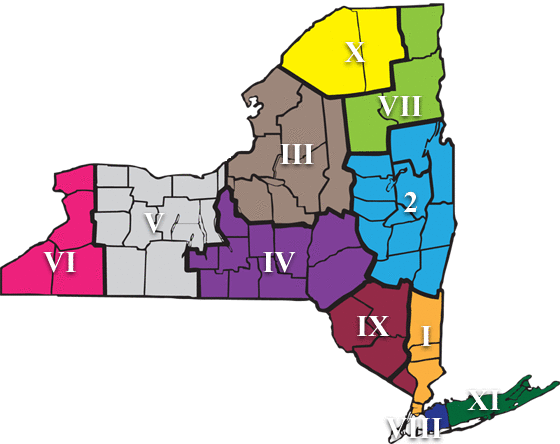 Map of NYSPHSAA sections