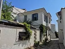 Traditional houses on a street of Bozcaada