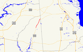 A map of the inland Eastern Shore of Maryland showing major roads. Maryland Route 311 runs from Goldsboro to Marydel.