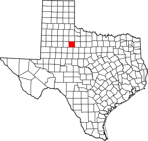 Map of Texas highlighting Stonewall County