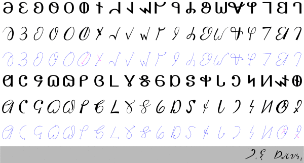 Early Deseret printed handwritten lineup based on a document written by Mormon pioneer Marion J. Shelton.svg