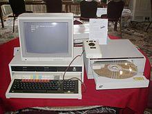 A BBC Master computer, laserdisc and player on exhibition