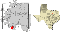 Location of Crowley in Tarrant County, Texas