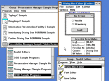 OS/2 Presentation Manager's programming functions like dialogue buttons.