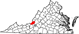 Map of Virginia highlighting Craig County