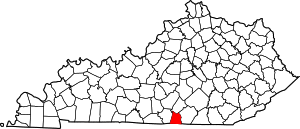 Map of Kentucky highlighting Clinton County