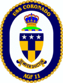The ship's crest of USS Coronado (AGF-11)
