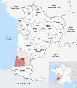 Location within the region Nouvelle-Aquitaine