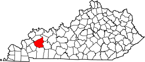 Map of Kentucky highlighting Hopkins County