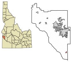 Location of Melba in Canyon County, Idaho.
