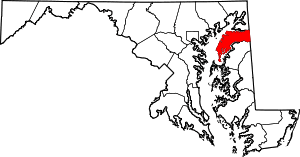 Map of Maryland highlighting Kent County