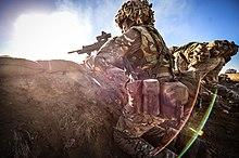 A soldier with the 1 Yorkshire Regiment battlegroup during Exercise Prairie Lightning