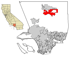 Location of Palmdale in Los Angeles County, California