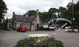 2018 at Pitlochry station - forecourt.JPG
