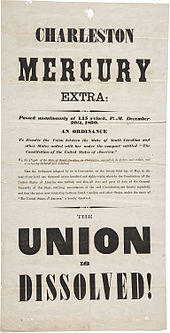 Newspaper in extra large text, noting "Union is Dissolved"