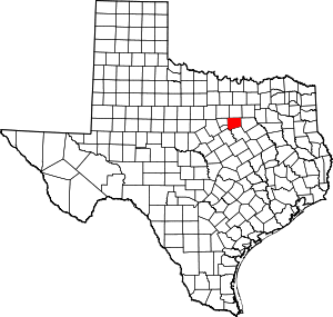 Map of Texas highlighting Johnson County