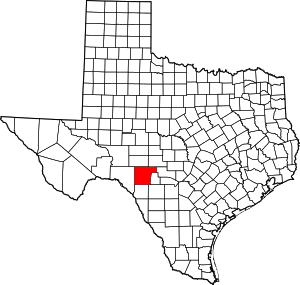 Map of Texas highlighting Edwards County