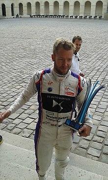 2018 Paris ePrix Sam Bird with trophy.jpg