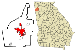 Location in Floyd County and the state of Georgia