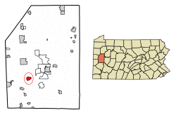 Location of Connoquenessing in Butler County, Pennsylvania.