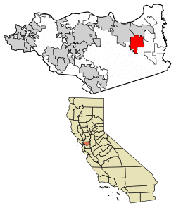 Location of Brentwood in Contra Costa County, California.