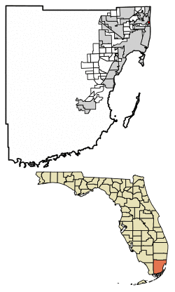 Location of Bal Harbour in Miami-Dade County, Florida