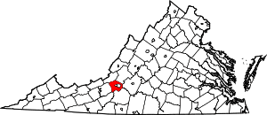 Map of Virginia highlighting Roanoke County