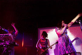 Le Tigre performing in 2004.