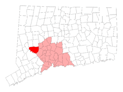 Location in New Haven County, Connecticut