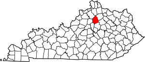 Map of Kentucky highlighting Scott County