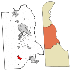Location of Harrington in Kent County, Delaware.