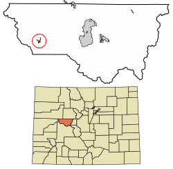 Location of the Redstone CDP in Pitkin County, Colorado.