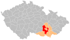 District location in the South Moravian Region within the Czech Republic