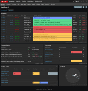 Zabbix 3.4.0 dashboard, dark theme