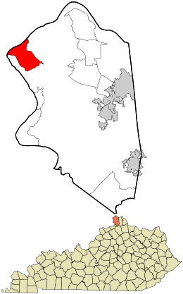 Location within Boone County and the state of Kentucky